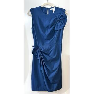 Diane von Furstenberg Sz 6 DVF Blue Sleeveless Front Tie Sheath Dress